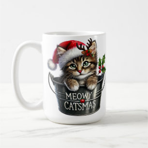 CUTE CHRISTMAS KITTEN IN A HOLIDAY TIN CUP
