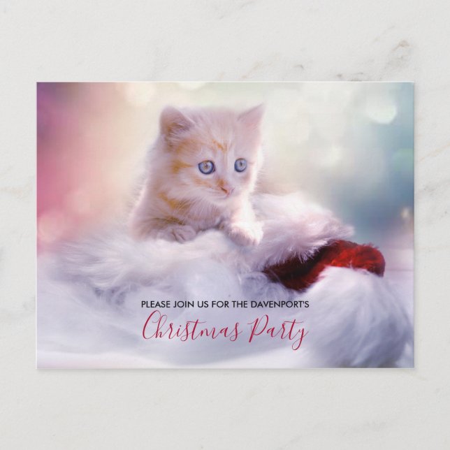 Cute Christmas Kitten Party Invite (Front)