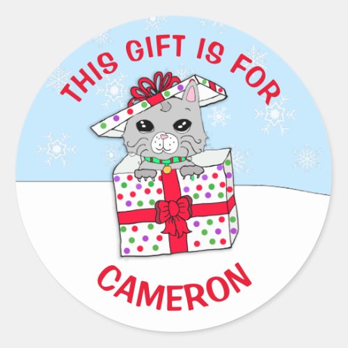 Cute Christmas Kitten Personalized Gift Tag