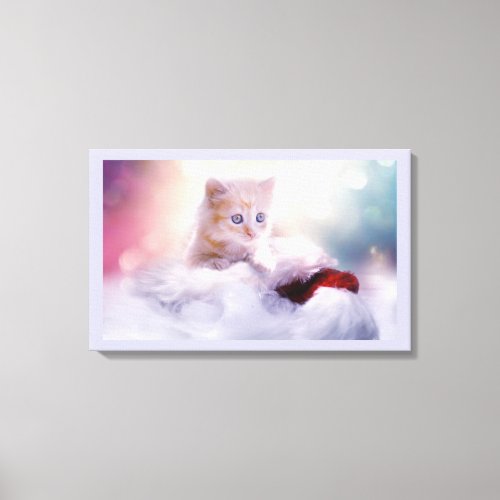 Cute Christmas Kitten Photograph Canvas Print