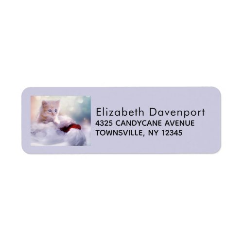 Cute Christmas Kitten Photograph Label