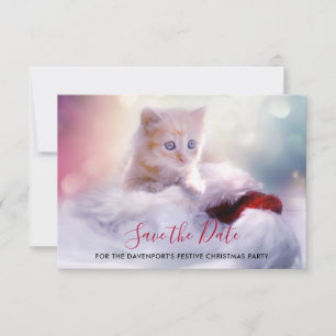 Cute Christmas Kitten Save The Date Invitation