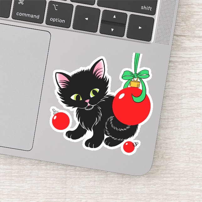 Cute Christmas Kitten Sticker (Detail)
