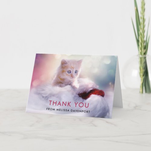 Cute Christmas Kitten Thank You Card