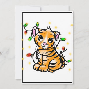 Cute christmas kitten tiger holiday card