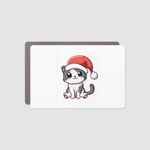 Cute Christmas kitten wearing Santa hat   Car Magnet