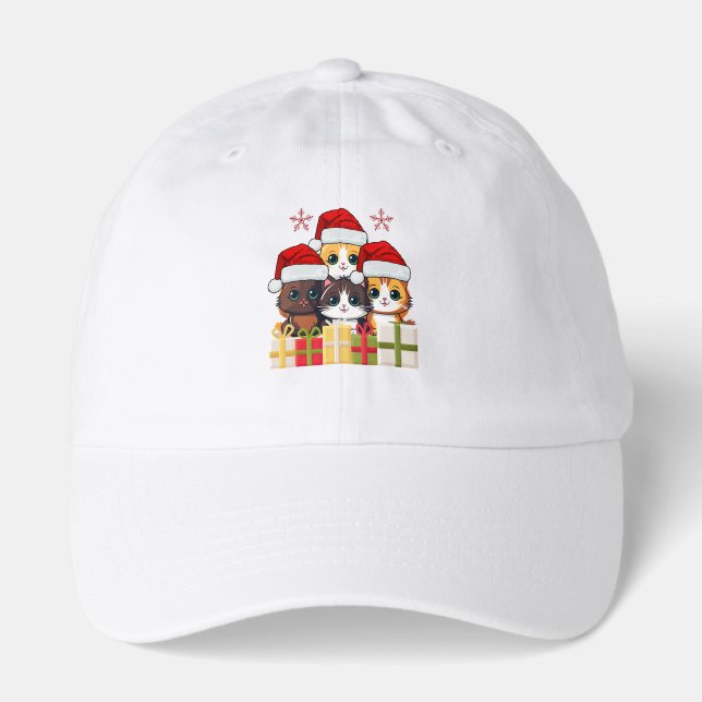 Cute Christmas Kittens Squad -Christmas Santa cats Hat (Front)