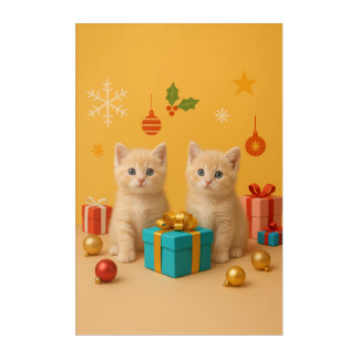 Cute Christmas Kittens with Holiday Gifts Acrylic Print