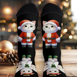 Cute Christmas Kitty Fun Angel Socks
