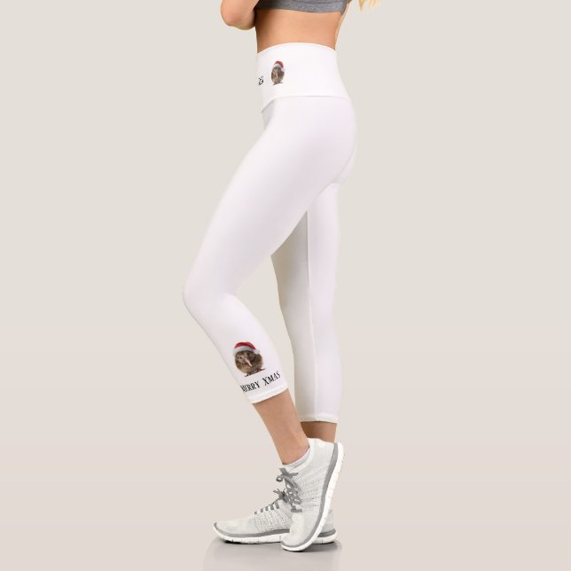 Cute Christmas Kiwi, custom Capri Leggings (Left)