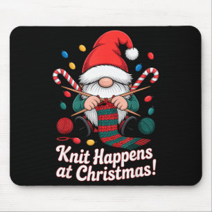 Cute Christmas Knitting Gnome Yarn Xmas For Men Wo Mouse Pad