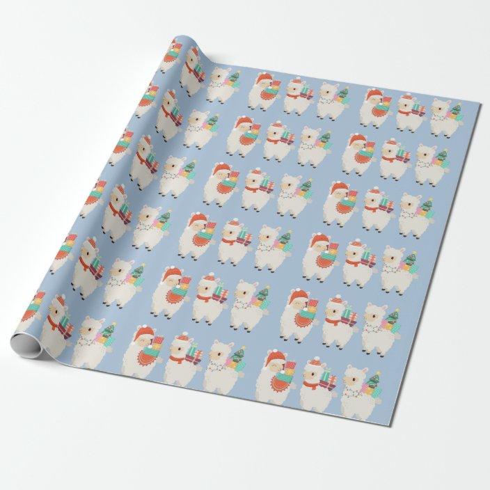 Cute Christmas Lama Alpaca in Santa Hat Holiday Wrapping Paper | Zazzle.com