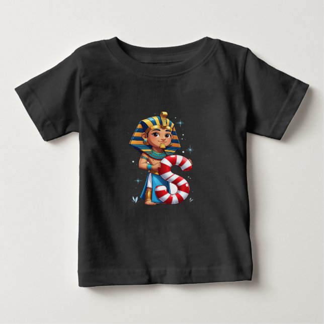 Cute Christmas Letter S – Candy Cane Holiday Carto Baby T-Shirt (Front)
