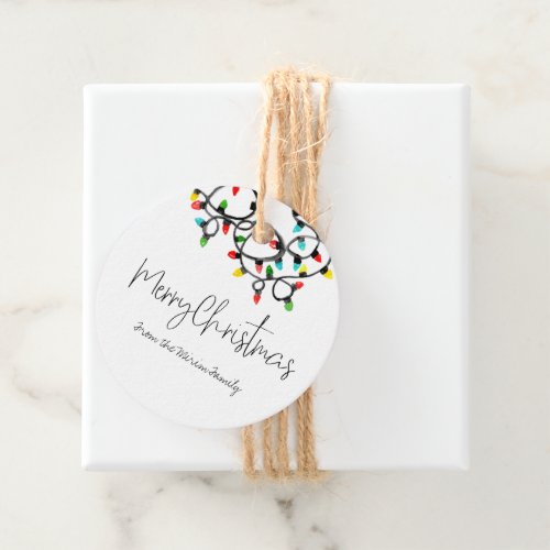 Cute christmas light party favor tag