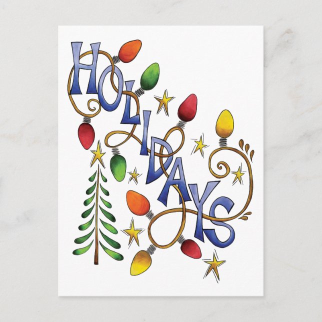 Cute Christmas, Lights and Stars with Holiday Text (Front)