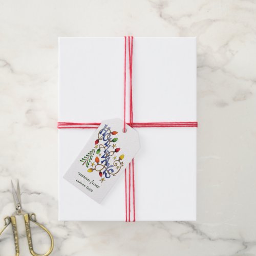 Cute Christmas Lights and Stars with Holiday Text Gift Tags