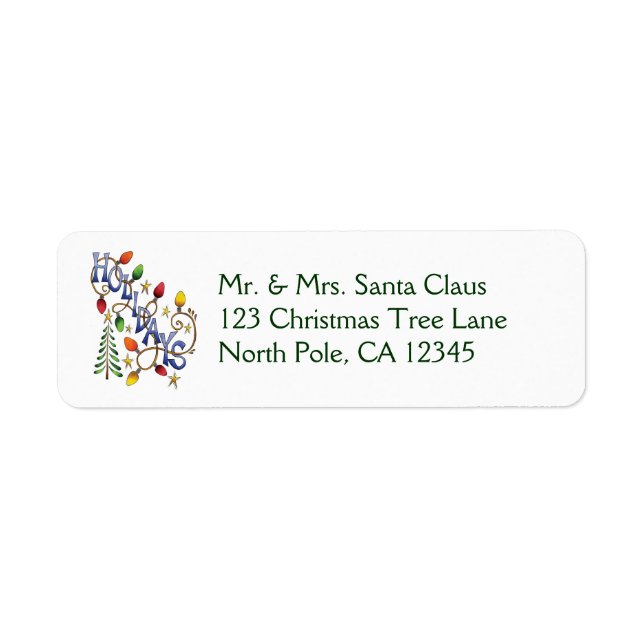 Cute Christmas, Lights and Stars with Holiday Text Label (Front)