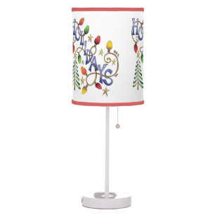 Cute Christmas, Lights and Stars with Holiday Text Table Lamp