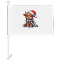 Cute Christmas Lights Highland Cow Funny Christmas