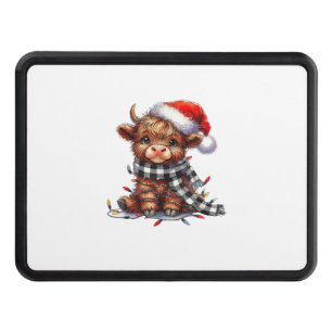 Cute Christmas Lights Highland Cow Funny Christmas Hitch Cover