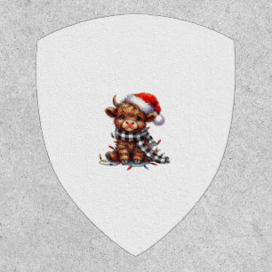 Cute Christmas Lights Highland Cow Funny Christmas Patch