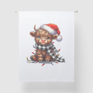 Cute Christmas Lights Highland Cow Funny Christmas Sheer Curtains