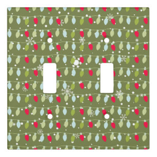 Cute Christmas Lights Olive Green Red Blue Light Switch Cover