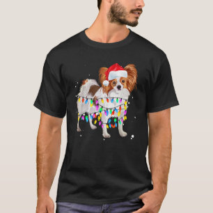 Cute Christmas Lights Papillon Dog Cute Gifts for  T-Shirt