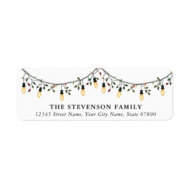 Cute Christmas Lights Return Address Labels (Front)