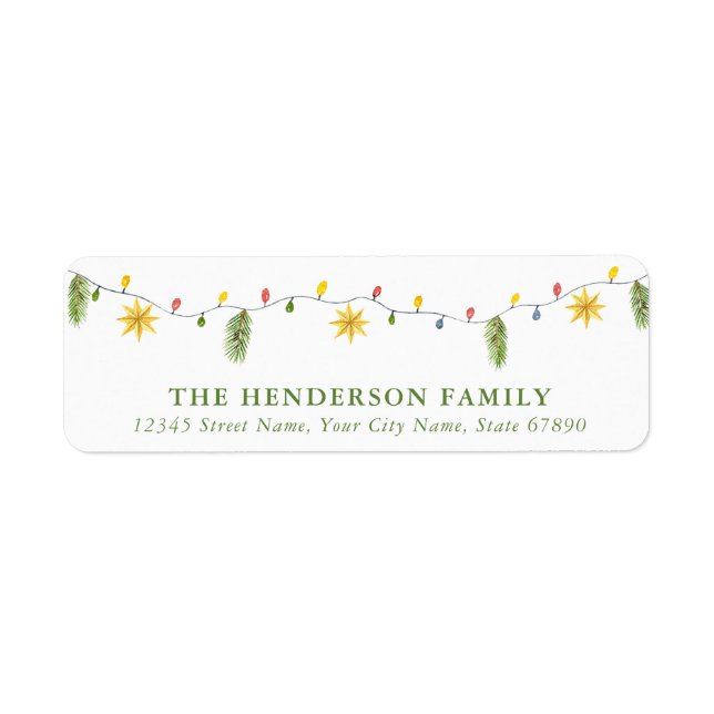 Cute Christmas Lights Return Address Labels (Front)