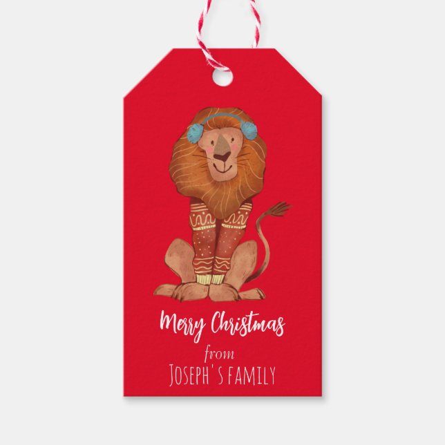 Cute christmas lion gift tags (Front)
