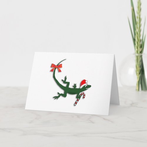 Cute Christmas Lizard Custom Greeting Card