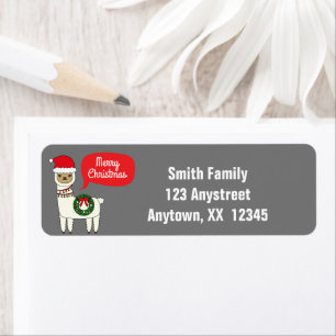 Cute Christmas Llama Label