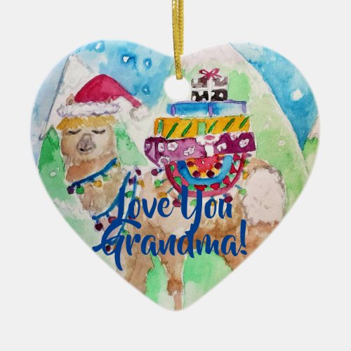 Cute Christmas Llama Love You Grandma Decoration