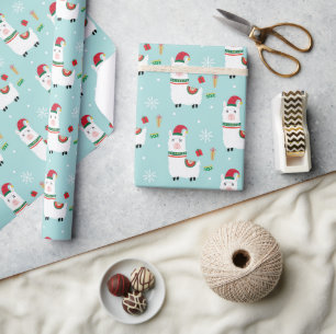 Cute Christmas Llamas Wrapping Paper