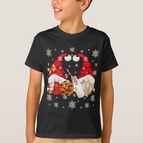 Cute Christmas Lover Motif With Santa Milk And Coo T_Shirt