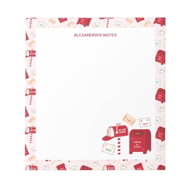 Cute Christmas Mail Pattern Personalized Notepad (Front)