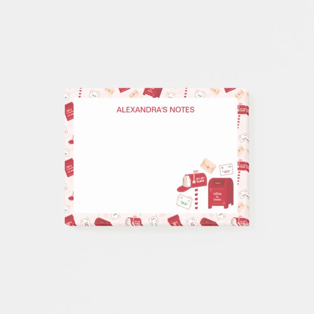 Cute Christmas Mail Pattern Personalized Post-it Notes (Front)