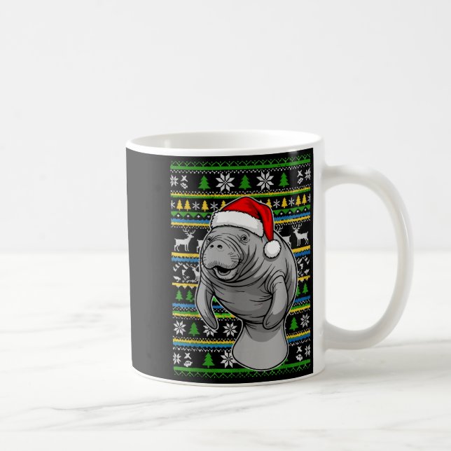 Cute Christmas Manatee Shirt, Manatee Ugly Xmas Sw Coffee Mug (Right)