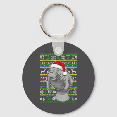 Cute Christmas Manatee Shirt, Manatee Ugly Xmas Sw Keychain