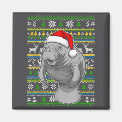 Cute Christmas Manatee Shirt, Manatee Ugly Xmas Sw Magnet