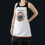 Cute Christmas Matryoshka Nesting Doll Apron<br><div class="desc">A fun modern Christmas matryoshka Russian nesting doll decorates this apron. Personalize it with your name. Border of apron has a black and white dove pattern with ric rac. Makes a fun gift for Christmas. Designed for you by Blackberry Boulevard.</div>