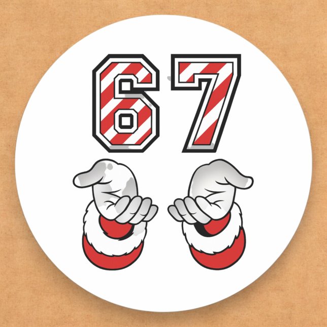 Cute Christmas Meme Six Seven 67 6 7 Holiday Classic Round Sticker (Creator Uploaded)