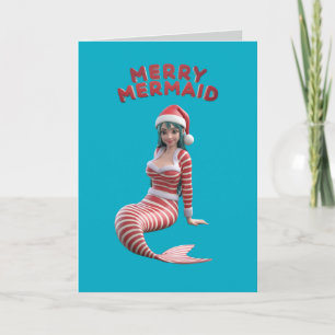 Cute Christmas Mermaid Holiday Card