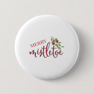 Cute Christmas Merry Mistletoe Button