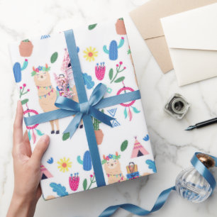 Cute Christmas Mexican Llamas Wrapping Paper