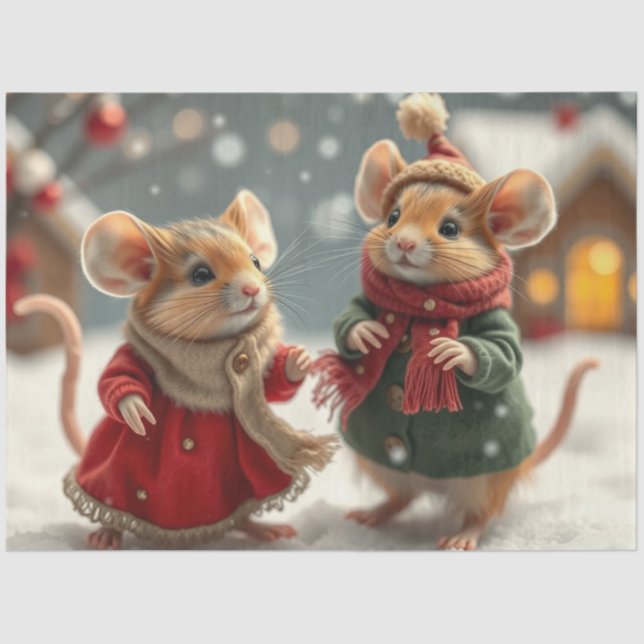 Cute Christmas Mice Tissue Paper (Front)