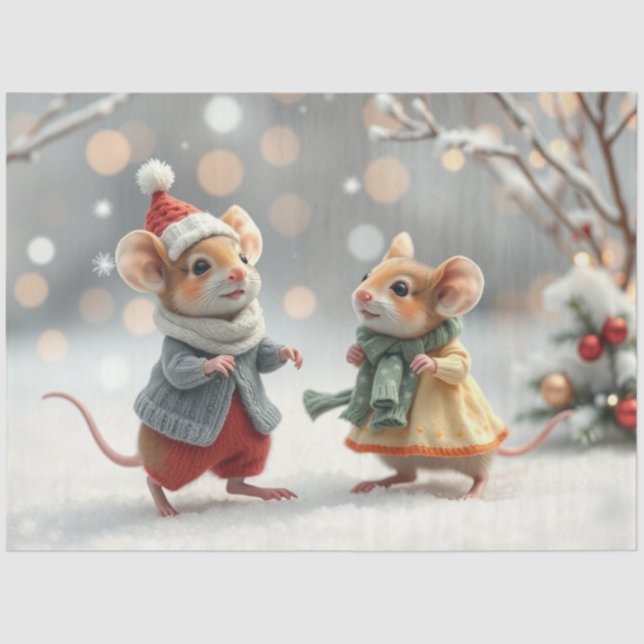 Cute Christmas Mice Tissue Paper (Front)