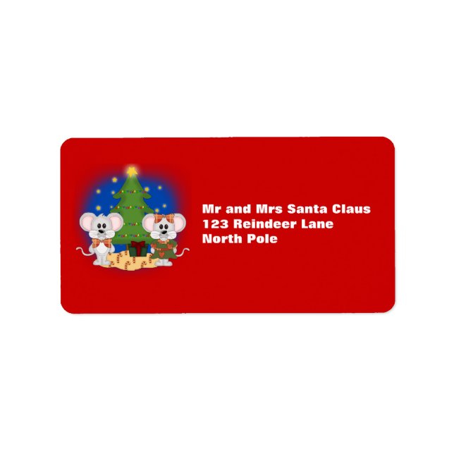 Cute Christmas Mice with Customizable Text Label (Front)