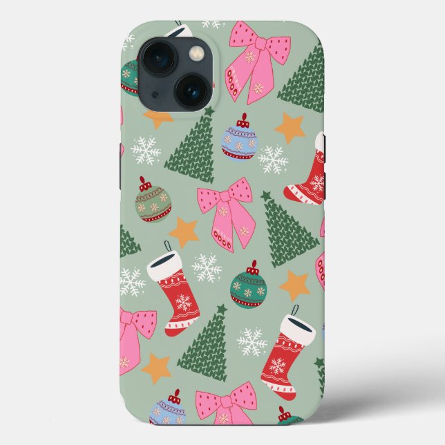 Cute Christmas Mint Green Case-Mate iPhone Case (Back)